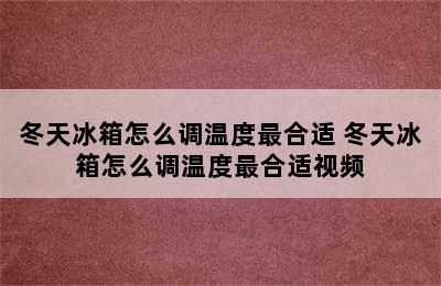 冬天冰箱怎么调温度最合适 冬天冰箱怎么调温度最合适视频